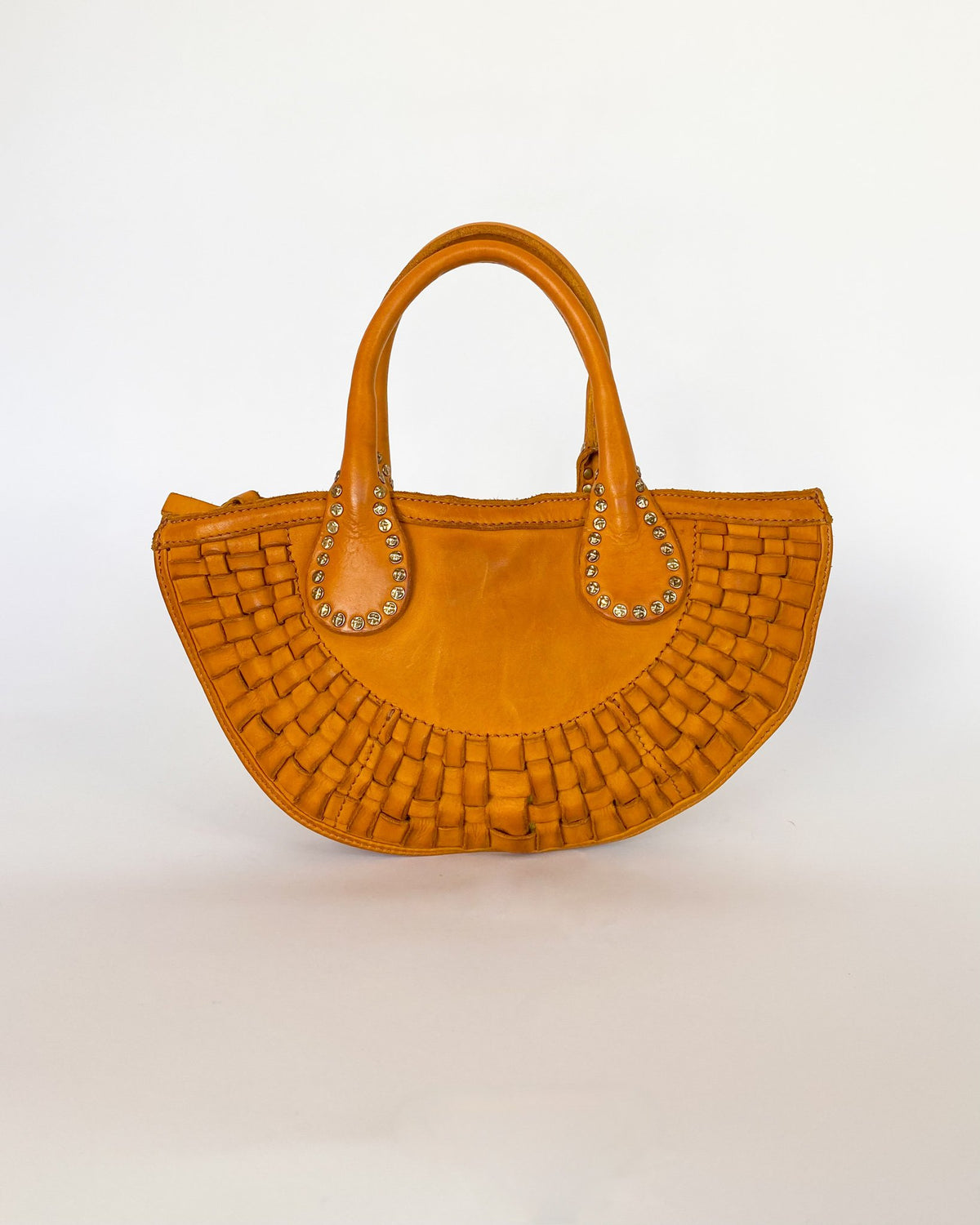 Woven Tote Handle Cowskin Genuine Leather Designer Short Strap For