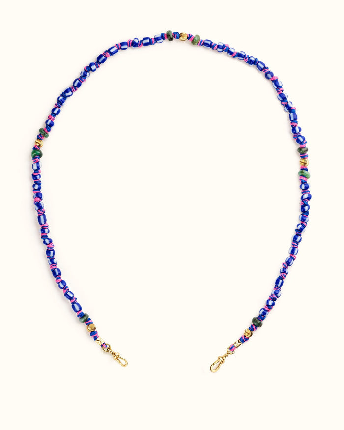 Mauli Ghana Beads 35cm White & Blue