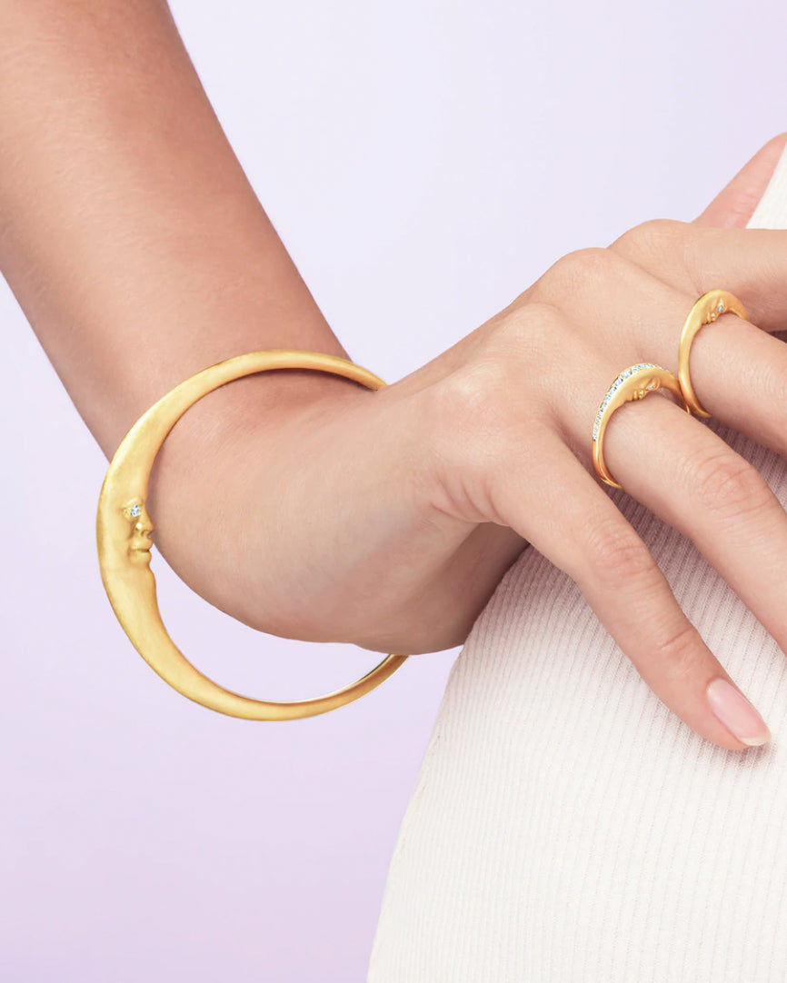 Gold Crescent Moonface Bangle