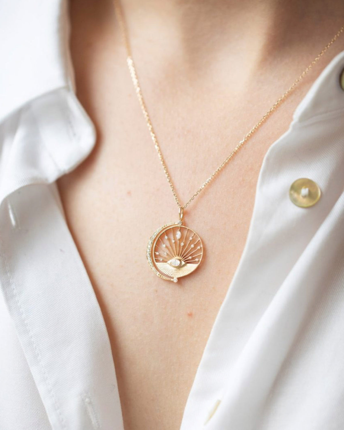 Diamond Moon and Sunset Necklace