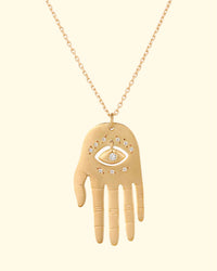 Large Hand and Eye Diamond Necklace