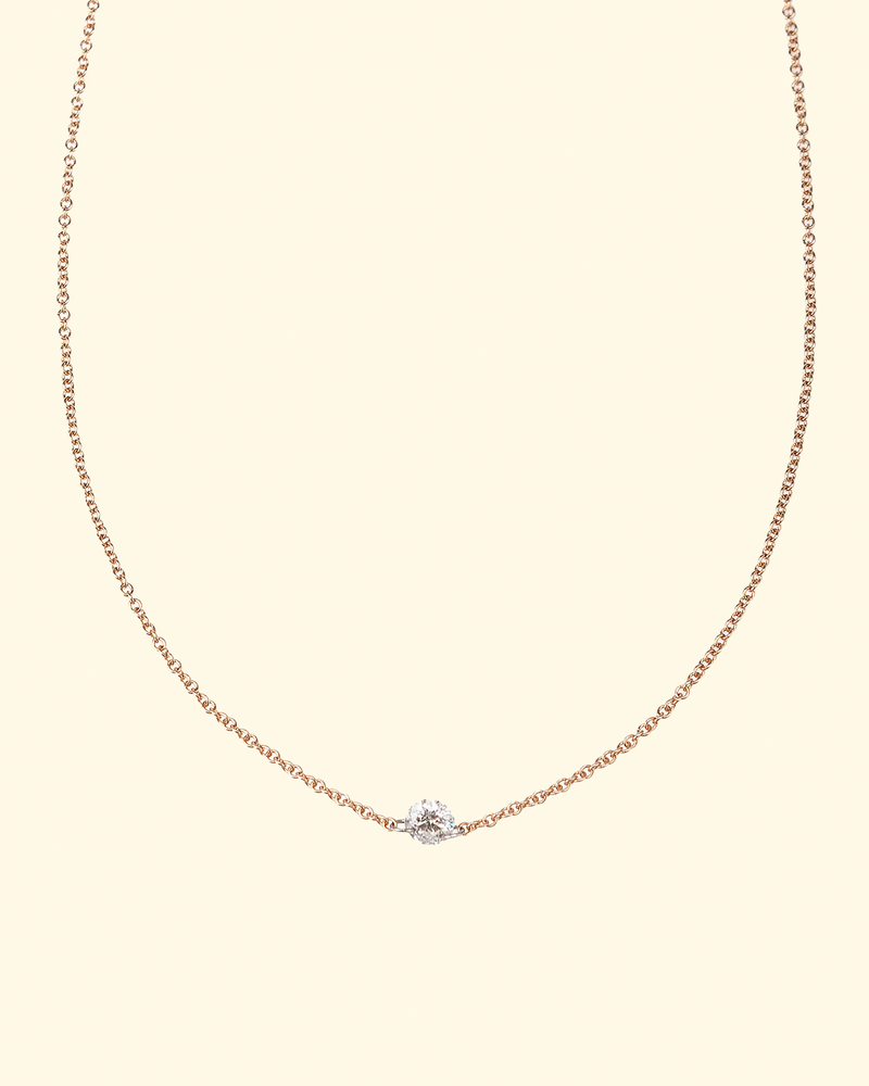 Single floating Diamond Necklace | Yellow Gold