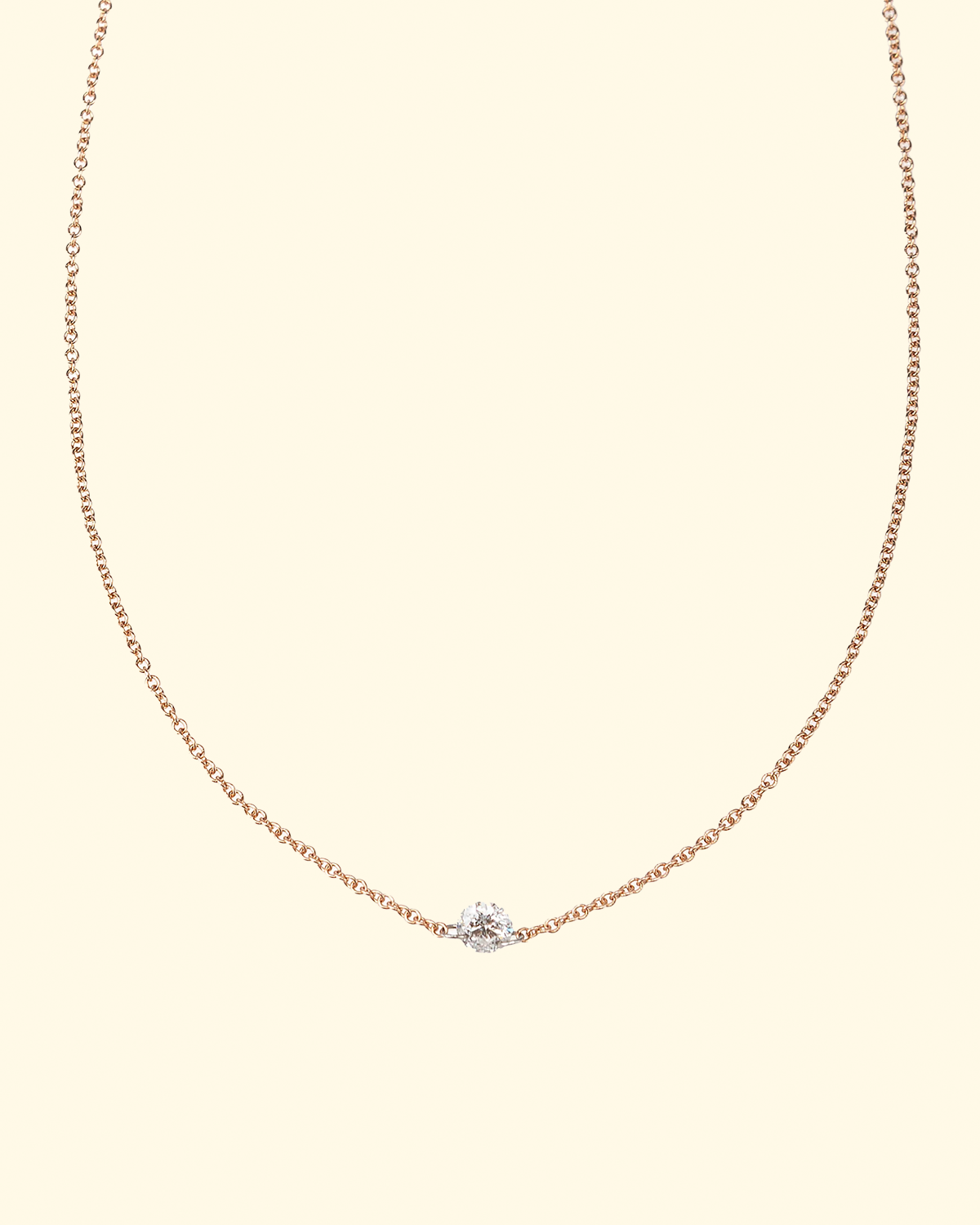 Single Floating Diamond Necklace | Rose Gold