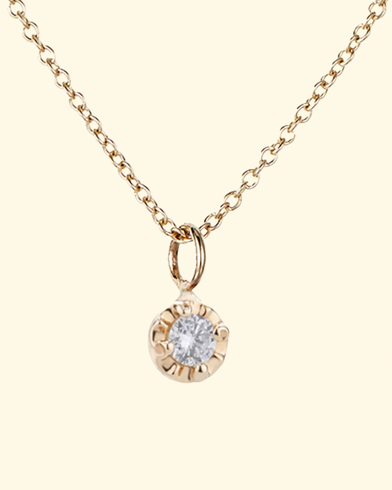 14k Prong Necklace | White Diamond