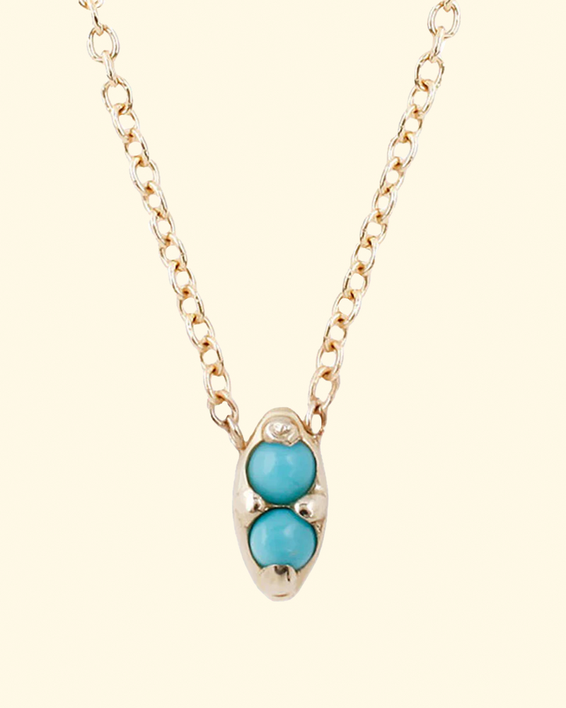 14k Duet Necklace | Turquoise