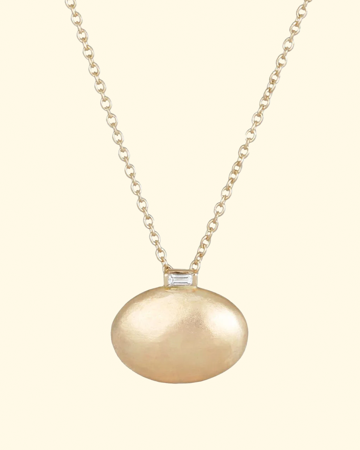 Large Oval Pendant with Diamond Baguette accent